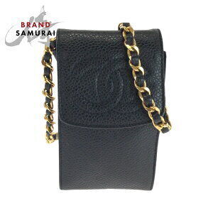 CHANEL Coco Mark black caviar leather chain Shoulder Bag